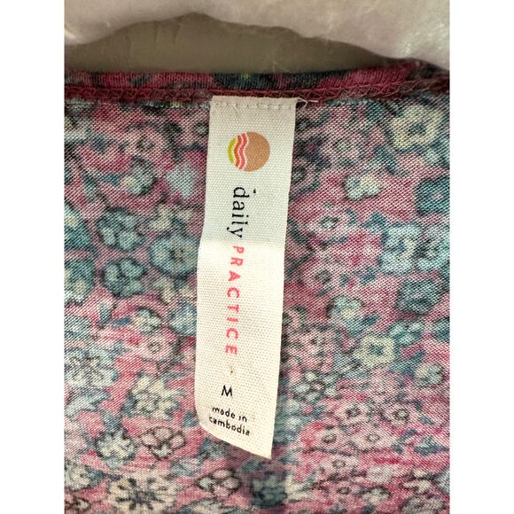 ANTHROPOLOGIE | Daily Practice Pink Floral Long Sleeve Wrap Tie Top | Medium - Picture 5 of 7